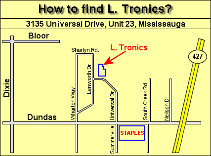 MAP for Electronic Repair Service Center In Mississauga, ON